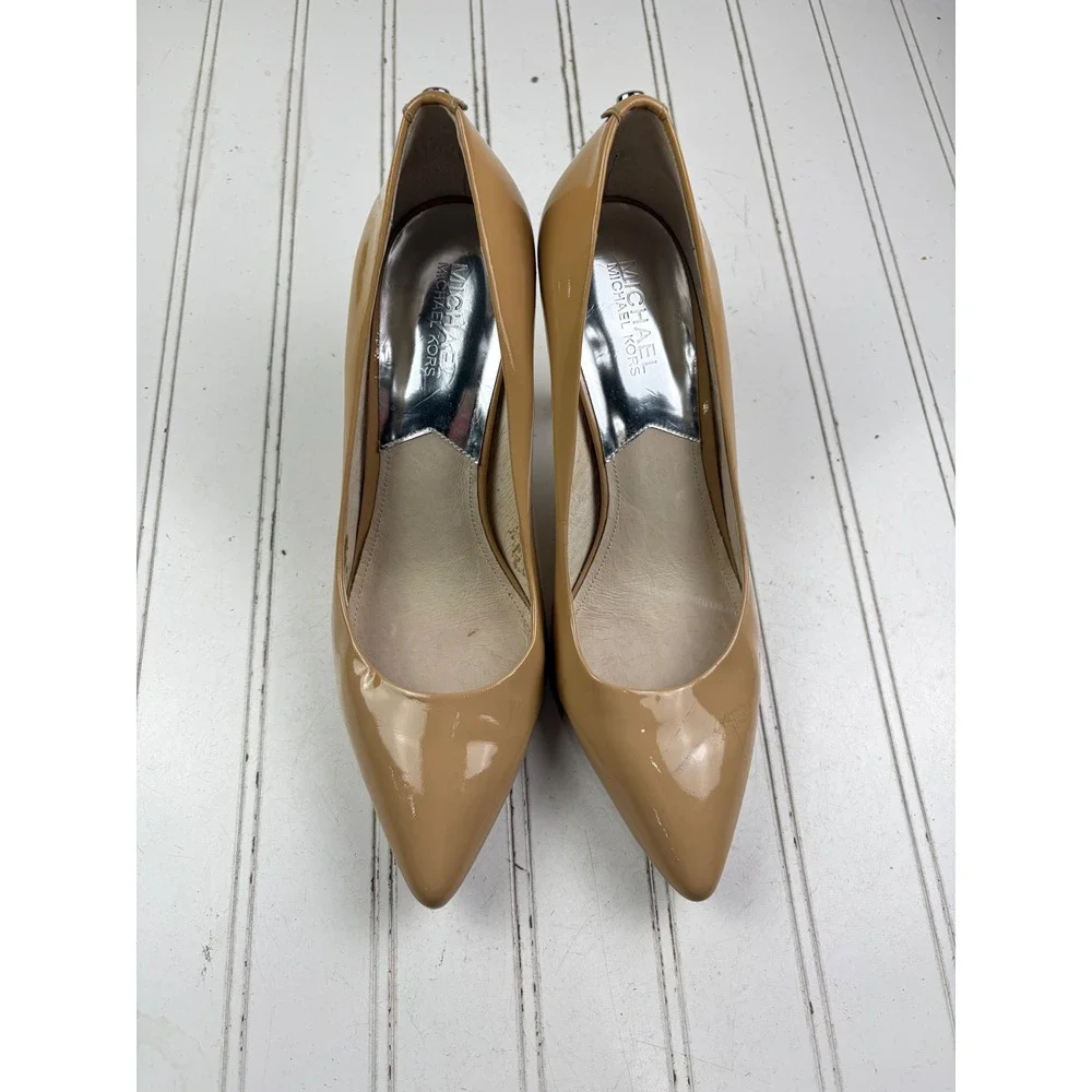 Michael Kors Nude Patent Leather Pointed Toe Heels Pumps Women's Size 8.5M